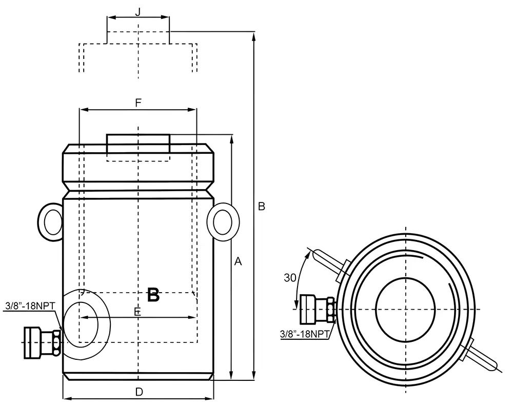 CLL Series Cylinder, Lock Nut Hydraulic Cylinder diagram