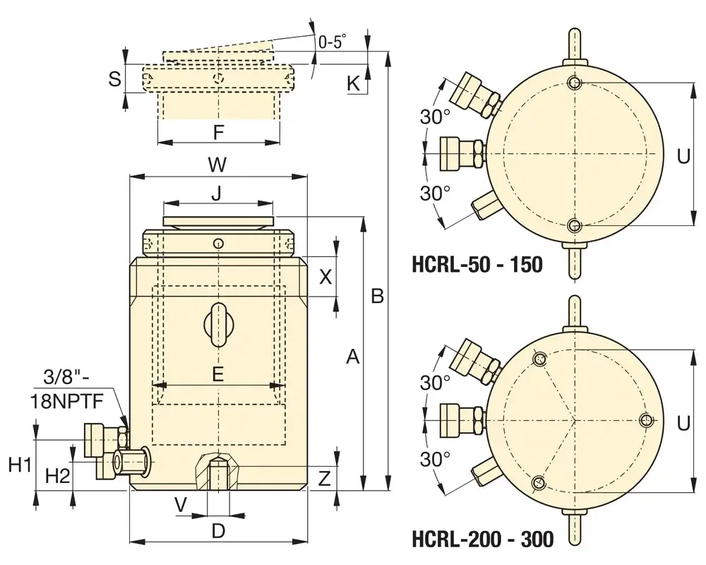 HCRL-Series Cylinders daigram
