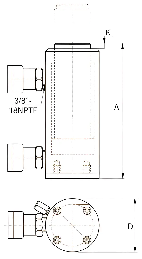 rar series double acting aluminum cylinder diagram